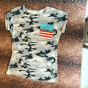 Gray camo with American flag pocket